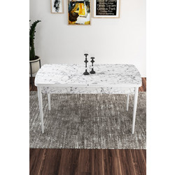 Stewe Home Τραπέζι Τραπεζαρίας Επεκτεινόμενο MDF 70x114cm Λευκό Μάρμαρο
