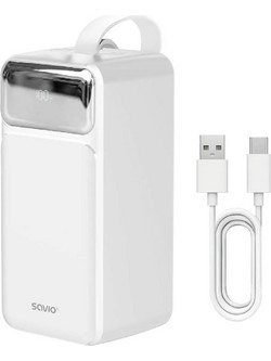 SAVIO BA-15 Power Bank 50000mAh 20W με 2 Θύρες USB-A & Θύρα USB-C White