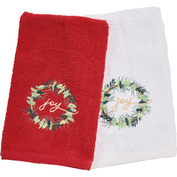 Ποτηρόπανα Σετ 2 Τεμαχίων 30x50 Das Home Christmas 906 Red-White