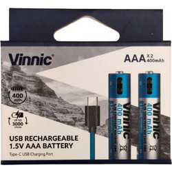 Vinnic Rechargeable USB 400mah ΑΑA 2τμχ