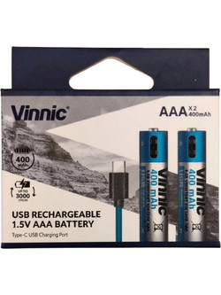 Vinnic Rechargeable USB 400mah ΑΑA 2τμχ