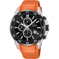 Festina Originals Ανδρικό Ρολόι Χρονογράφος με Πορτοκαλί Καουτσούκ Λουράκι F20330/4