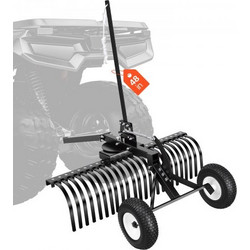 VEVOR 122 cm Tow Behind Landscape Rake, Pull Behind Lawn Rock Rakes for ATV Mower Tractors, 24 ανθεκτικά χαλύβδινα δόντια, ρυθμιζόμενο ύψος & γωνία, βαρέως τύπου τσουγκράνα για απορρίμματα φύλλων