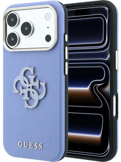 Guess Grained & Big Resin Logo Θήκη iPhone 18 Pro Max / 17 Pro Max Blue