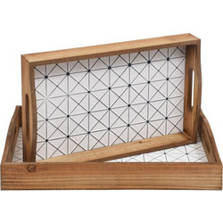 ΣΕΤ 2 ΞΥΛΙΝΟΙ ΔΙΣΚΟΙ Fylliana ΚΑΦΕ-ΛΕΥΚΟ ΧΡΩΜΑ 42x28x7εκ sls