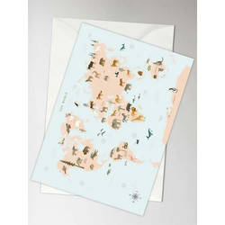Δίπτυχη Ευχετήρια Κάρτα World Map Animal 10.5x15 - Vissevasse