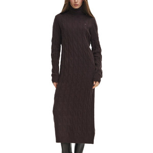 Tommy Hilfiger Pure Wool Cable Roll Neck Jumper Dress Φόρεμα Πλεκτό Chocolate Tommy Hilfiger Pure Wool Cable Roll Neck Jumper Dress Φόρεμα Πλεκτό Chocolate