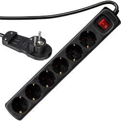 Πολύπριζο REV 2m 6-fold with switch, black