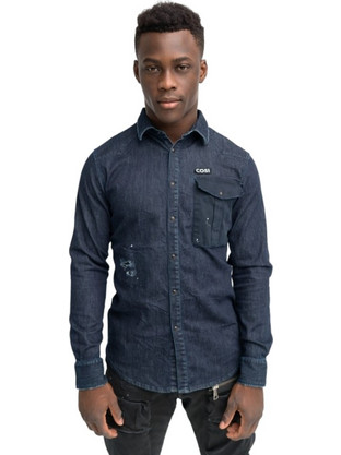 Cosi Ανδρικό Πουκάμισο Τζιν Μακρυμάνικο Slim Fit Navy Μπλε 58-Cesse2