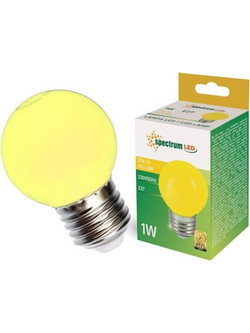 LED G45 E-27 230V 1W YELLOW PCV SPECTRUM