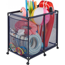 Κάδος αποθήκευσης πισίνας VEVOR, 93,5 x 61 x 90,4 cm, Rolling Pool Float Storage Organizer με πλαϊνές τσέπες & τροχίσκοι, μεταλλικό σκελετό βαρέως τύπου, δικτυωτό καλάθι θήκης Noodles δίπλα στην πισίν