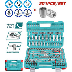 Total THTS082016 Κασετίνα Καρυδάκια 1/4"-3/8"-1/2" 201 Τεμάχια