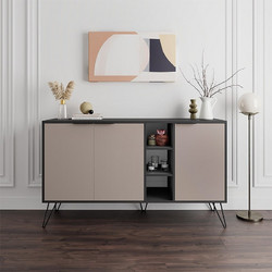 Μπουφές Clara Megapap χρώμα ανθρακί - ανοιχτή μόκα 142x35,6x83εκ