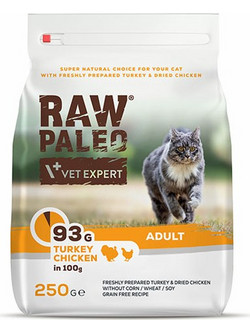 VetExpert Raw Paleo Adult Cat Turkey & Chicken 250gr