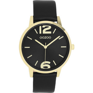 Oozoo Timepieces Γυναικείο Ρολόι με Μαύρο Δερμάτινο Λουράκι C11729