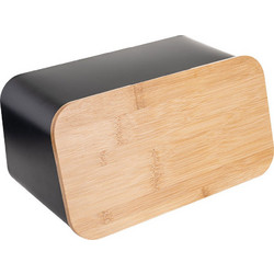 Ψωμιέρα Bamboo Essentials Μεταλλική Με Καπάκι 34.5X19X17Cm Μαύρη Estia