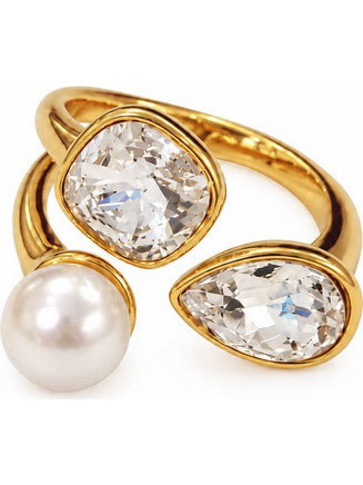 Momoca Δαχτυλίδι Χρυσό με Κρύσταλλα και Πέρλα BBAY-151866