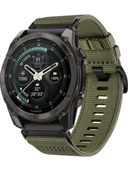 Tech-Protect Nylon Classic Λουράκι Υφασμάτινο Military Green (Garmin Fenix 5 / 6 / 6 Pro / 7 / 8 47mm)