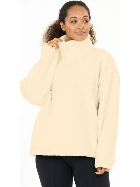 Γυναικεία Μπλούζα Προβατάκι Half Zip Athlecia Norika Εκρού