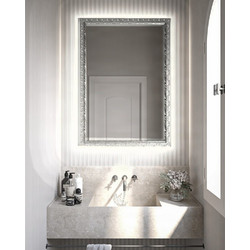 Project Mirrors Wood Deco Ορθογώνιος Καθρέπτης Μπάνιου Led Ξύλινος Ασήμι 70x100cm