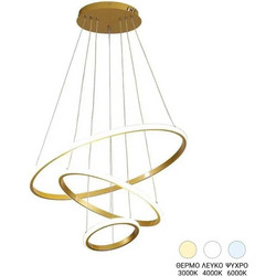 Φωτιστικό οροφής Rings pakoworld led μέταλλο χρυσό Φ60x100εκ