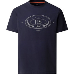 Hackett ανδρικό T-shirt με graphic logo Tailored Fit - HM5000122 Μπλε Σκούρο