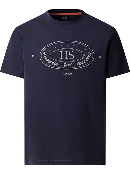 Hackett ανδρικό T-shirt με graphic logo Tailored Fit - HM5000122 Μπλε Σκούρο