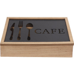 Οργανωτής Μαχαιροπήρουνων DKD Home Decor Καφέ Μαύρο Μέταλλο Ξύλο MDF Vintage 25 x 18 x 6 cm