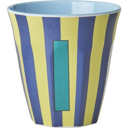 Rice - Melamine Cup with the Letter I - Blue - Medium