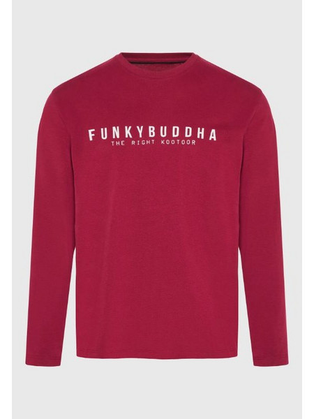 Funky Buddha Ανδρική μακρυμάνικη μπλούζα με λογότυπο Beetroot (FBM014-002-07)