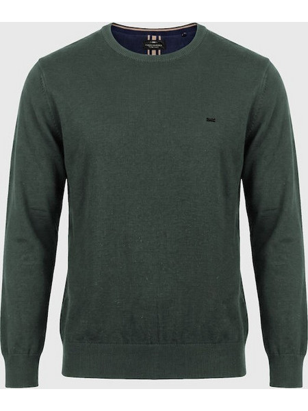 Funky Buddha ανδρική crew neck βαμβακερή πλεκτή μπλούζα regular fit πράσινη FBM014-001-09-GREEN STORM