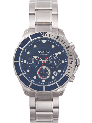 Nautica Puerto Rico Ανδρικό Ρολόι Χρονογράφος με Ασημί Μεταλλικό Μπρασελέ NAPPTR004