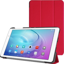 HuaWei MediaPad T2 10.0" Pro -Δερμάτινη Θήκη Βιβλίο Tri-Fold Κόκκινο με Βάση Στήριξης και πίσω καλύμμα σιλικόνης διάφανο (oem)