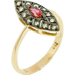 Million Diamonds ΑΝΤ Γυναικείο Δαχτυλίδι από Χρυσό 18K με Διαμάντι & Ρουμπίνι 8579