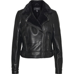 Vero Moda Hailey Γυναικείο Μπουφάν Χειμωνιάτικο Δερματίνη Κοντό Μαύρο 10250405