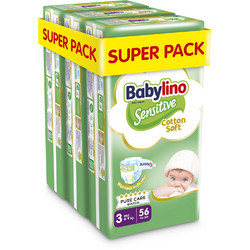 Babylino Sensitive Cotton Soft Πάνες No3 4-9kg 168τμχ