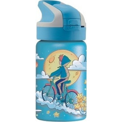 Laken To The Moon Παιδικό Μπουκάλι Θερμός Ανοξείδωτο BPA Free με Καλαμάκι Γαλάζιο 350ml