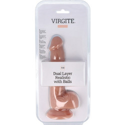 Virgite R28 Dual Layer Ρεαλιστικό Dildo με Βεντούζα & Όρχεις 21cm Flesh