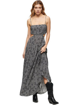 Superdry Maxi Καλοκαιρινό Βραδινό Φόρεμα Γκρι W8011620A-5WM