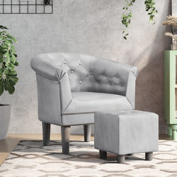 vidaXL Πολυθρόνα με Υποπόδιο Δερματίνη Ασημί 356502