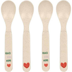 Laessig Happy Rascals Heart Lavender Σετ Βρεφικά Κουτάλια 6m+ Μπεζ Λιλά 4τμχ