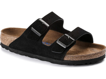Birkenstock Arizona Soft Footbed Δερμάτινα Ανδρικά Σανδάλια Ανατομικά Μαύρα 95132