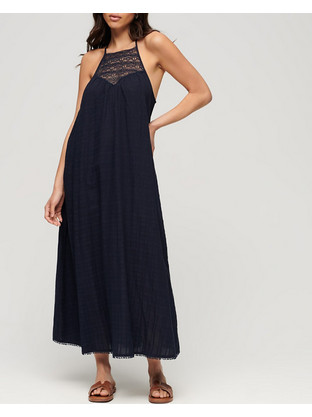 Superdry Midi Καλοκαιρινό Καθημερινό Φόρεμα Navy Μπλε W8011672A-98T