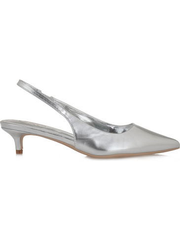 Exe Γόβες Slingback Δερμάτινες με Λεπτό Χαμηλό Τακούνι Ασημί S47001582680