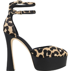 Michael Kors Martina Γόβες Suede με Λεπτό Ψηλό Τακούνι Λουράκι & Φιάπα Μαύρες Μπεζ 40F3MTHS1H-987