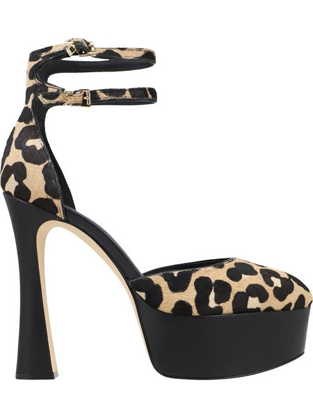Michael Kors Martina Γόβες Suede με Λεπτό Ψηλό Τακούνι Λουράκι & Φιάπα Μαύρες Μπεζ 40F3MTHS1H-987