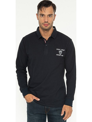 Origin Ανδρική Μπλούζα Polo Μακρυμάνικη Navy Μπλε 241092