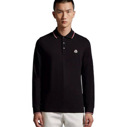 Moncler Ανδρική Μπλούζα Polo Μακρυμάνικη Μαύρη 8B7010084556-999
