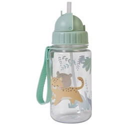 Saro Jungle Cheetahs Παιδικό Παγούρι Πλαστικό BPA Free Διαφανές Βεραμάν 400ml