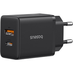 Baseus Φορτιστής χωρίς Καλώδιο με Θύρα USB-A & Θύρα USB-C 30W Power Delivery Black